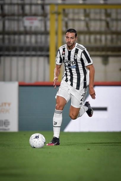 Juventus player Mattia De Sciglio during a match between Monza and Juventus at Stadio Brianteo on July 31, 2021 in Monza, Italy.
