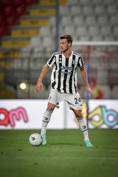Juventus player during a match between Monza and Juventus at Stadio Brianteo on July 31, 2021 in Monza, Italy.