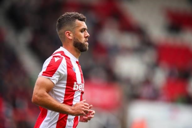 Tommy Smith of Stoke City during the Pre Season Friendly match between Stoke City and Wolverhampton Wanderers at Britannia Stadium on July 31, 2021...