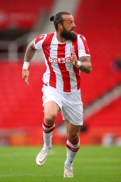 Steven Fletcher of Stoke City during the Pre Season Friendly match between Stoke City and Wolverhampton Wanderers at Britannia Stadium on July 31,...