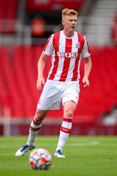 Sam Clucas of Stoke City during the Pre Season Friendly match between Stoke City and Wolverhampton Wanderers at Britannia Stadium on July 31, 2021 in...