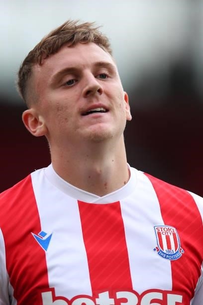 Alfie Doughty of Stoke City during the Pre Season Friendly match between Stoke City and Wolverhampton Wanderers at Britannia Stadium on July 31, 2021...