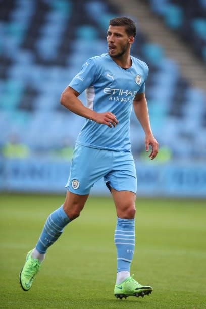 Ruben Dias of Manchester City during the Pre Season Friendly fixture between Manchester City and Blackpool at Manchester City Football Academy on...