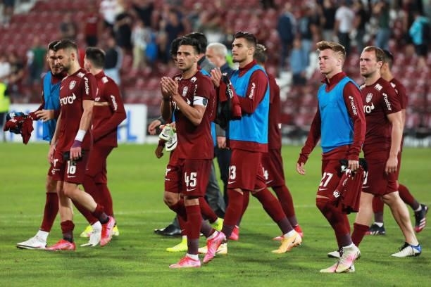 Players of CFR Cluj greets the fans from Cluj after the UEFA Champions League Third Qualifying Round Leg One match between CFR Cluj and BSC Young...