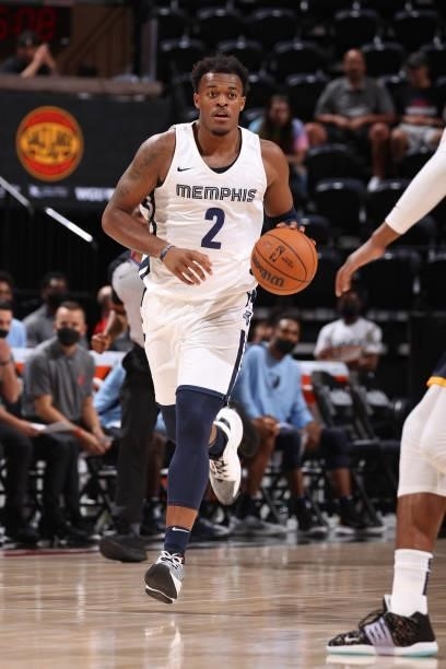 Xavier Tillman Sr. #2 of the Memphis Grizzlies dribbles the ball during the 2021 Salt Lake City Summer League on August 3, 2021 at vivint.SmartHome...