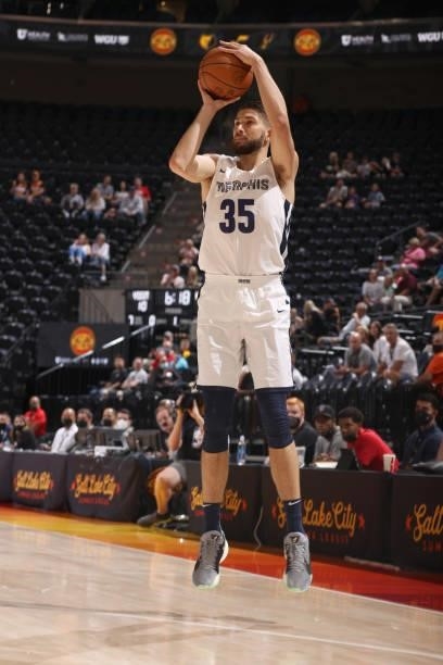 Killian Tillie of the Memphis Grizzlies shoots the ball during the 2021 Salt Lake City Summer League on August 3, 2021 at vivint.SmartHome Arena in...