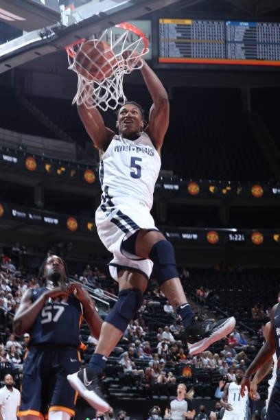 Yves Pons of the Memphis Grizzlies dunks the ball during the 2021 Salt Lake City Summer League on August 3, 2021 at vivint.SmartHome Arena in Salt...