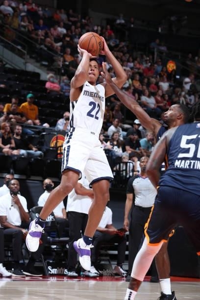 Desmond Bane of the Memphis Grizzlies shoots the ball during the 2021 Salt Lake City Summer League on August 3, 2021 at vivint.SmartHome Arena in...