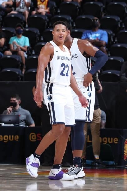 Desmond Bane of the Memphis Grizzlies smiles during the 2021 Salt Lake City Summer League on August 3, 2021 at vivint.SmartHome Arena in Salt Lake...