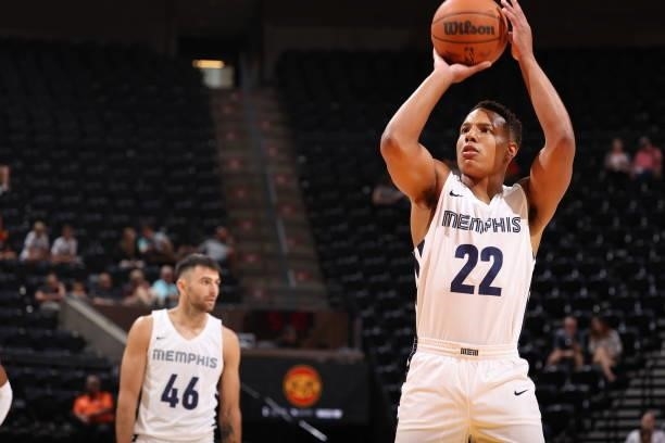 Desmond Bane of the Memphis Grizzlies shoots a free throw during the 2021 Salt Lake City Summer League on August 3, 2021 at vivint.SmartHome Arena in...