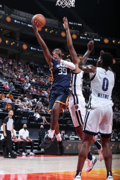 Malik Newman of the Utah Jazz Blue during the game against the Memphis Grizzlies during the 2021 Salt Lake City Summer League on August 3, 2021 at...