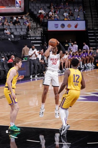 Javonte Smart of the Miami Heat shoots the ball against the Los Angeles Lakers during the 2021 California Classic Summer League on August 3, 2021 at...