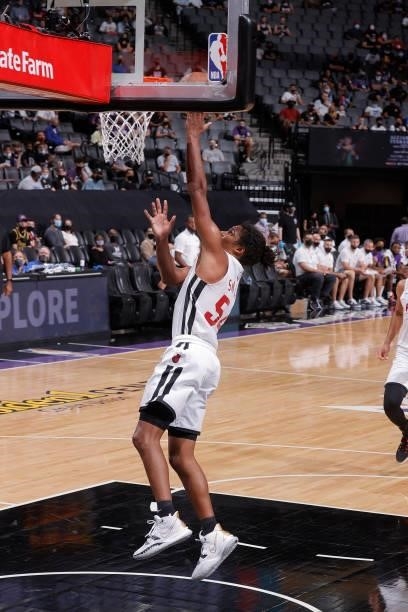 Dru Smith of the Miami Heat shoots a free throw against the Los Angeles Lakers during the 2021 California Classic Summer League on August 3, 2021 at...