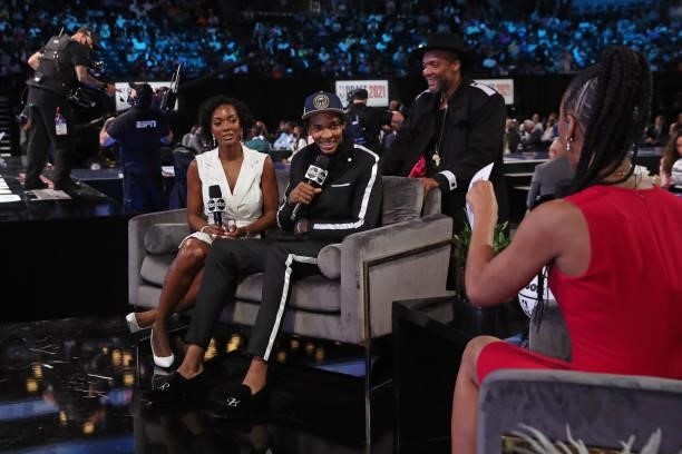 Ziaire Williams interviews after being selected by the New Orleans Pelicans during the 2021 NBA Draft on July 29, 2021 at the Barclays Center, New...