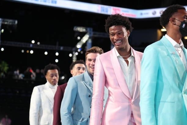 Kai Jones smiles before the 2021 NBA Draft on July 29, 2021 at the Barclays Center, New York. NOTE TO USER: User expressly acknowledges and agrees...