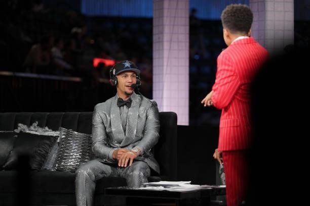 Jalen Suggs is interviewed by Miles Brown during the 2021 NBA Draft on July 29, 2021 at the Barclays Center, New York. NOTE TO USER: User expressly...