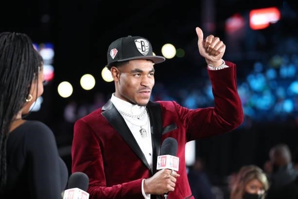Cameron Thomas interviews after being selected by the Brooklyn Nets during the 2021 NBA Draft on July 29, 2021 at the Barclays Center, New York. NOTE...