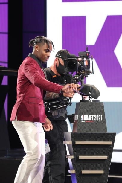 Davion Mitchell is selected by the Sacramento Kings during the 2021 NBA Draft on July 29, 2021 at the Barclays Center, New York. NOTE TO USER: User...