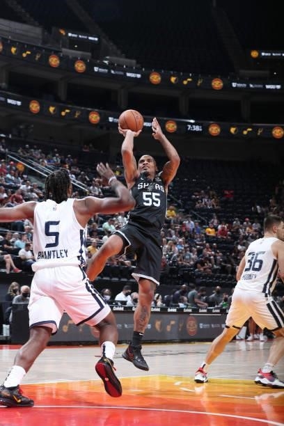 Daquan Jeffries of the San Antonio Spurs shoots the ball against the Utah Jazz White during the 2021 Salt Lake City Summer League on August 3, 2021...