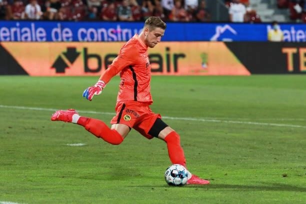 The goalkeeper of Young Boys David von Ballmoos during the UEFA Champions League Third Qualifying Round Leg One match between CFR Cluj and BSC Young...