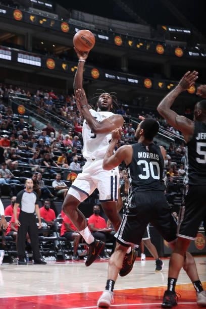 Jarrell Brantley of the Utah Jazz White drives to the basket against the San Antonio Spurs during the 2021 Salt Lake City Summer League on August 3,...