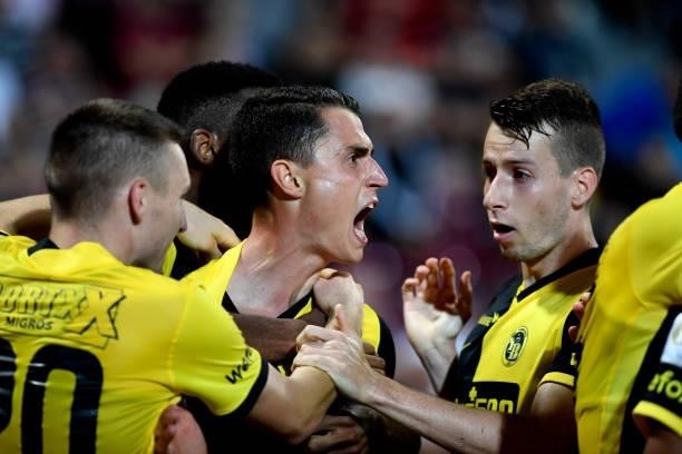 Vincent Sierro celebrating his equaliser goal scored in 93 minutes during CFR Cluj vs BSC Young Boys, UEFA Champions League, Dr. Constantin Radulescu...