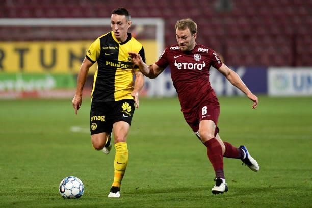 Michel Aebischer and Rúnar Már Sigurjónsson fight for the ball during CFR Cluj vs BSC Young Boys, UEFA Champions League, Dr. Constantin Radulescu...