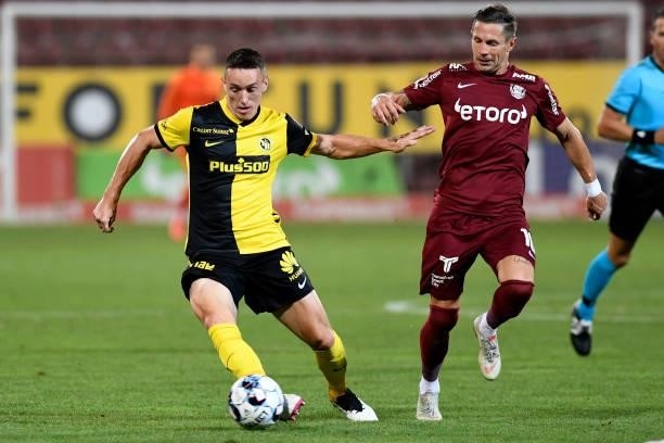 Michel Aebischer and Ciprian Deac fight for the ball during CFR Cluj vs BSC Young Boys, UEFA Champions League, Dr. Constantin Radulescu Stadium,...