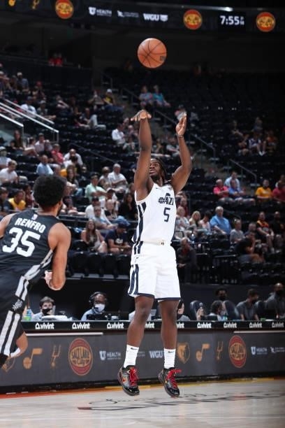 Jarrell Brantley of the Utah Jazz White shoots the ball against the San Antonio Spurs during the 2021 Salt Lake City Summer League on August 3, 2021...