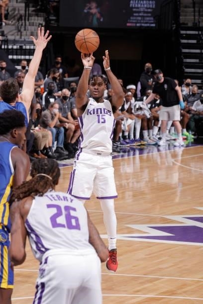 Davion Mitchell of the Sacramento Kings shoots the ball against the Golden State Warriors during the 2021 California Classic Summer League on August...