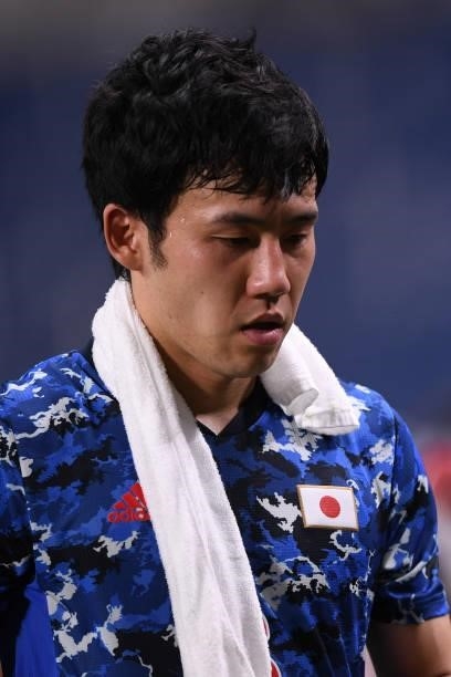 Wataru Endo of Japan regrets the loss at Saitama Stadium on August 3, 2021 in Saitama, Japan.