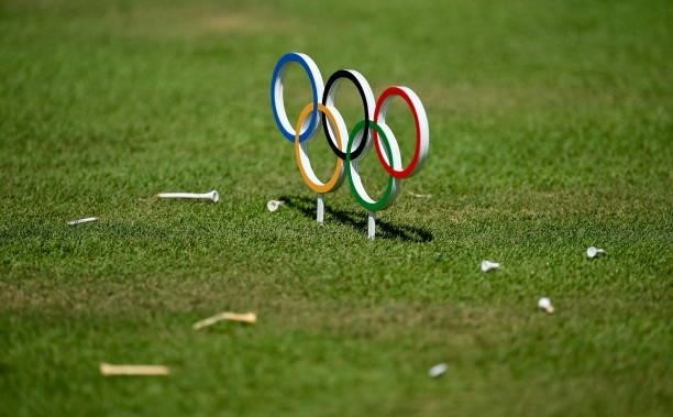 Saitama , Japan - 4 August 2021; Broken tees are seen on a tee box during round one of the women's individual stroke play at the Kasumigaseki Country...
