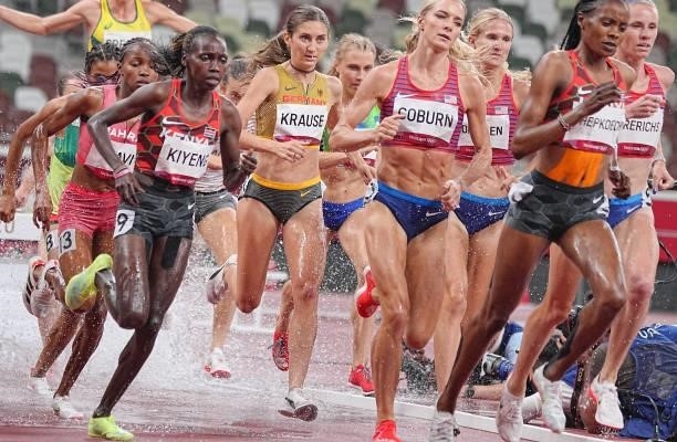 August 2021, Japan, Tokio: Athletics: Olympics, 3000m steeplechase, women, at the Olympic Stadium. Gesa Felicitas Krause from Germany in action....