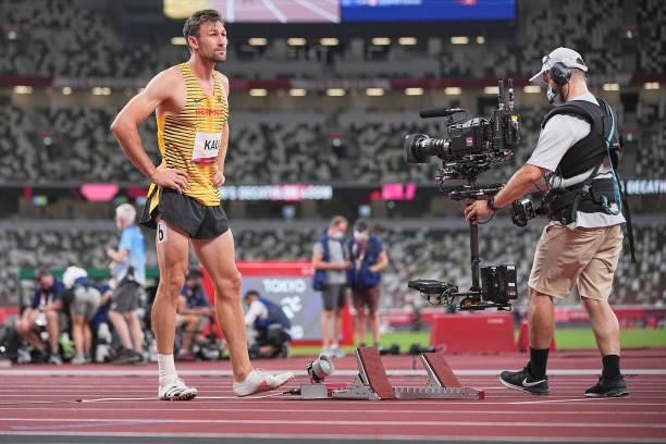 August 2021, Japan, Tokio: Athletics: Olympics, 400m Decathlon, Men, at the Olympic Stadium. Niklas Kaul from Germany at the start. Photo: Michael...