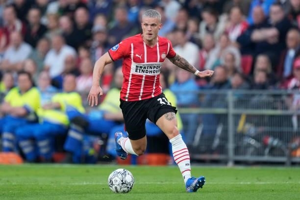 Philipp Max of PSV during the UEFA Champions League match between PSV v FC Midtjylland at the Philips Stadium on August 3, 2021 in Eindhoven...