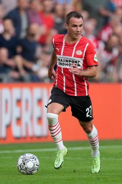 Mario Gotze of PSV during the UEFA Champions League match between PSV v FC Midtjylland at the Philips Stadium on August 3, 2021 in Eindhoven...