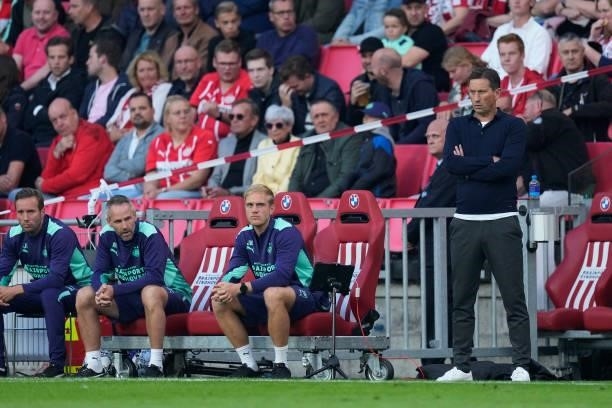 Jorn Wolf of PSV, Andre Ooijer of PSV, Jens Wissing of PSV, coach Roger Schmidt of PSV during the UEFA Champions League match between PSV v FC...
