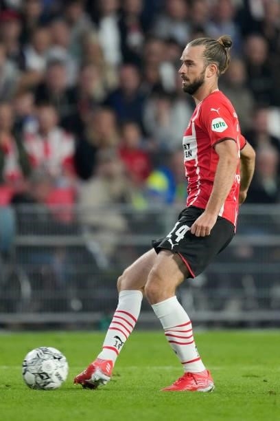 Davy Propper of PSV during the UEFA Champions League match between PSV v FC Midtjylland at the Philips Stadium on August 3, 2021 in Eindhoven...