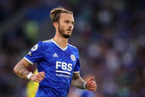 James Maddison of Leicester City during the Pre Season Friendly fixture between Leicester City and Villarreal at The King Power Stadium on August 4,...