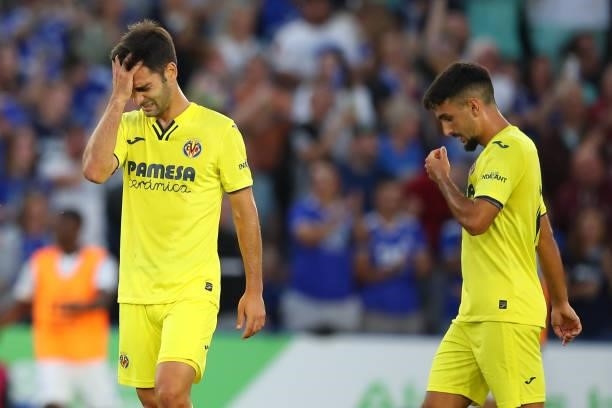 Manu Trigueros of Villarreal CF reacts during the Pre Season Friendly fixture between Leicester City and Villarreal at The King Power Stadium on...