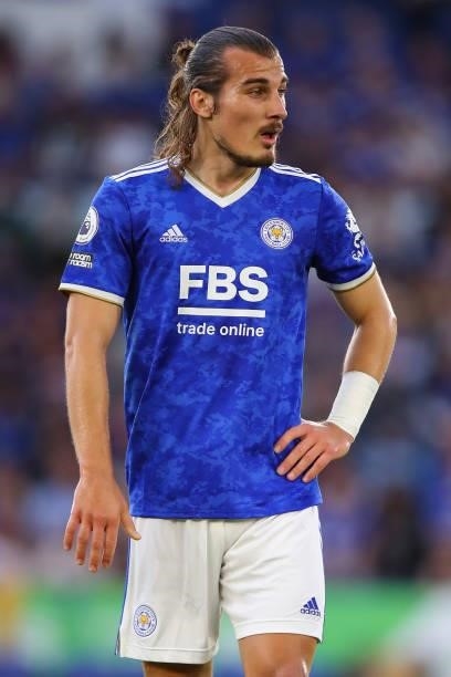 Caglar Soyuncu of Leicester City during the Pre Season Friendly fixture between Leicester City and Villarreal at The King Power Stadium on August 4,...
