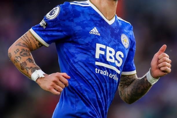 Tattoos on the arms of James Maddison of Leicester City during the Pre Season Friendly fixture between Leicester City and Villarreal at The King...