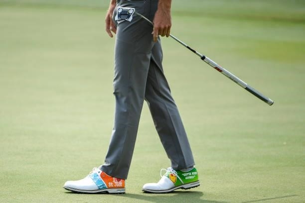The shoes of Will Zalatoris at the ninth green during the first round of the World Golf Championships-FedEx St. Jude Invitational at TPC Southwind on...