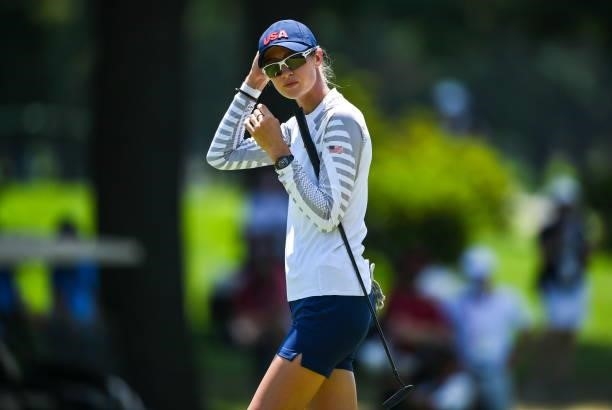 Saitama , Japan - 6 August 2021; Nelly Korda of USA on the 11th green during round three of the women's individual stroke play at the Kasumigaseki...