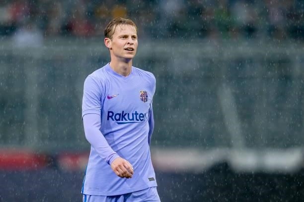 Frenkie de Jong of FC Barcelona looks on during the Pre-Season Friendly Match between FC Red Bull Salzburg and FC Barcelona at Red Bull Arena on...