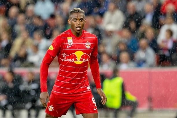 Junior Adamu of Red Bull Salzburg looks on during the Pre-Season Friendly Match between FC Red Bull Salzburg and FC Barcelona at Red Bull Arena on...