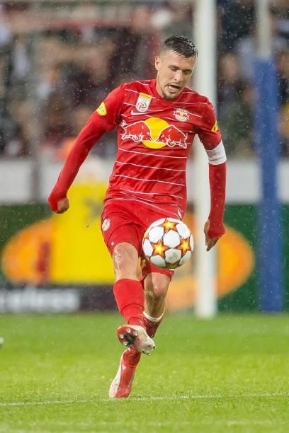 Zlatko Junuzovic of Red Bull Salzburg controls the ball during the Pre-Season Friendly Match between FC Red Bull Salzburg and FC Barcelona at Red...