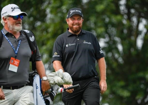 Shane Lowry of Ireland smiles headed to the 10th tee during the second round of the World Golf Championships-FedEx St. Jude Invitational at TPC...