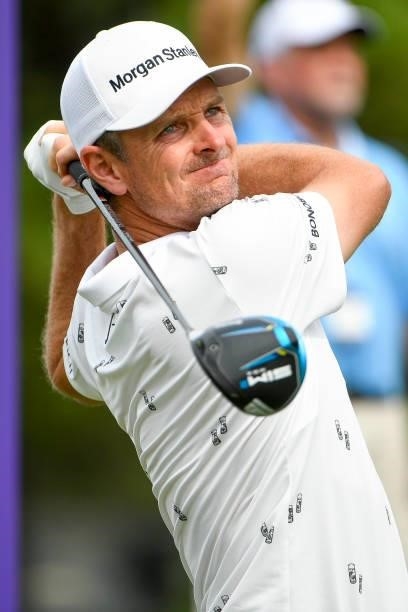 Justin Rose of England hits his tee shot at the 10th tee during the second round of the World Golf Championships-FedEx St. Jude Invitational at TPC...
