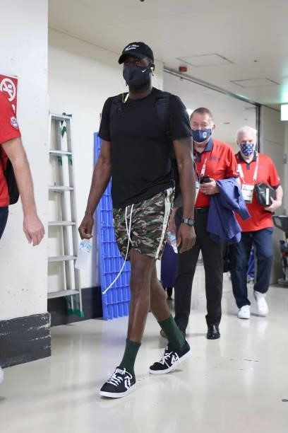 Draymond Green of the USA Men's National Team departs from the hotel to the Gold Medal Game during the 2020 Tokyo Olympics on August 7, 2021 in...